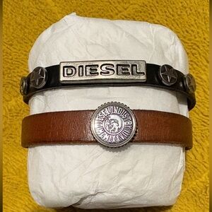 Set of two Diesel leather bracelets